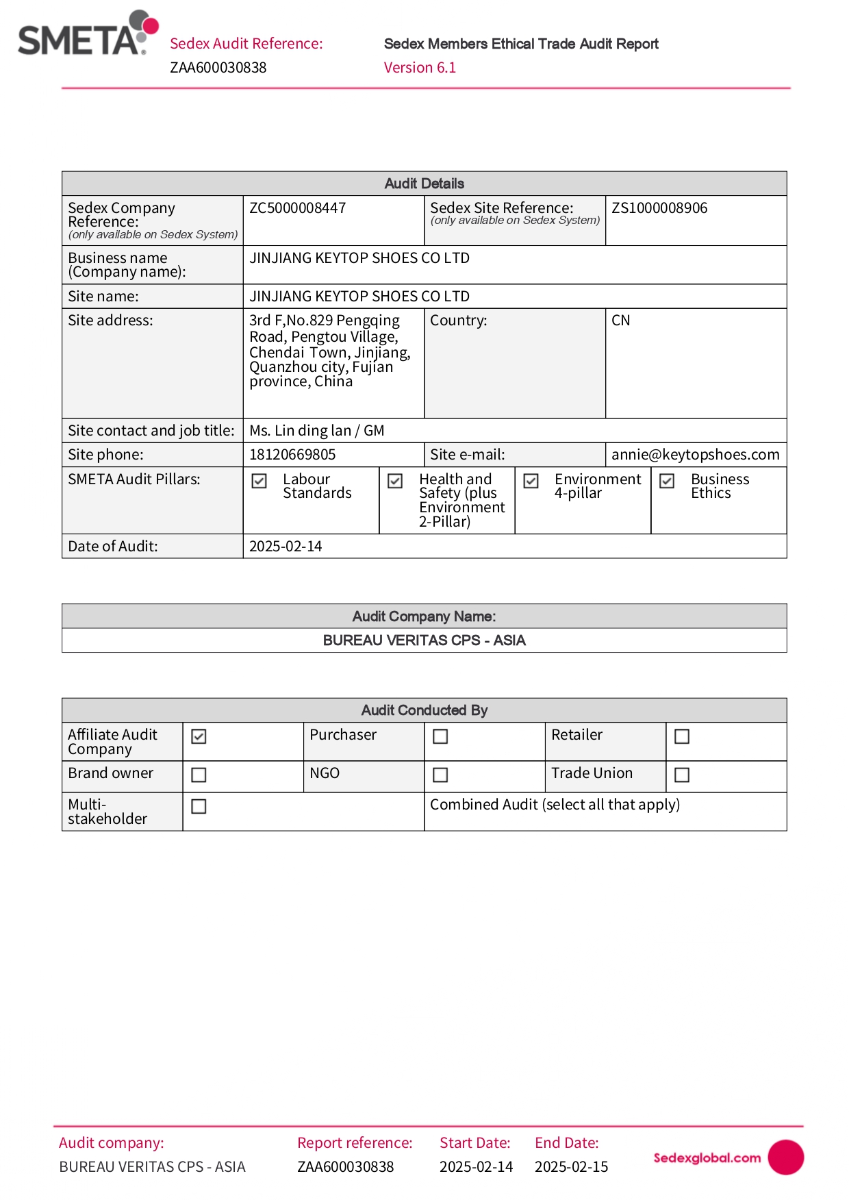 Sedex Certification